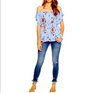 We The Free Blue Sky Floral Top